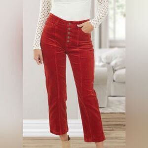 Judy Blue Rust Color High Waist Ankle Straight Corduroy Jeans Pants